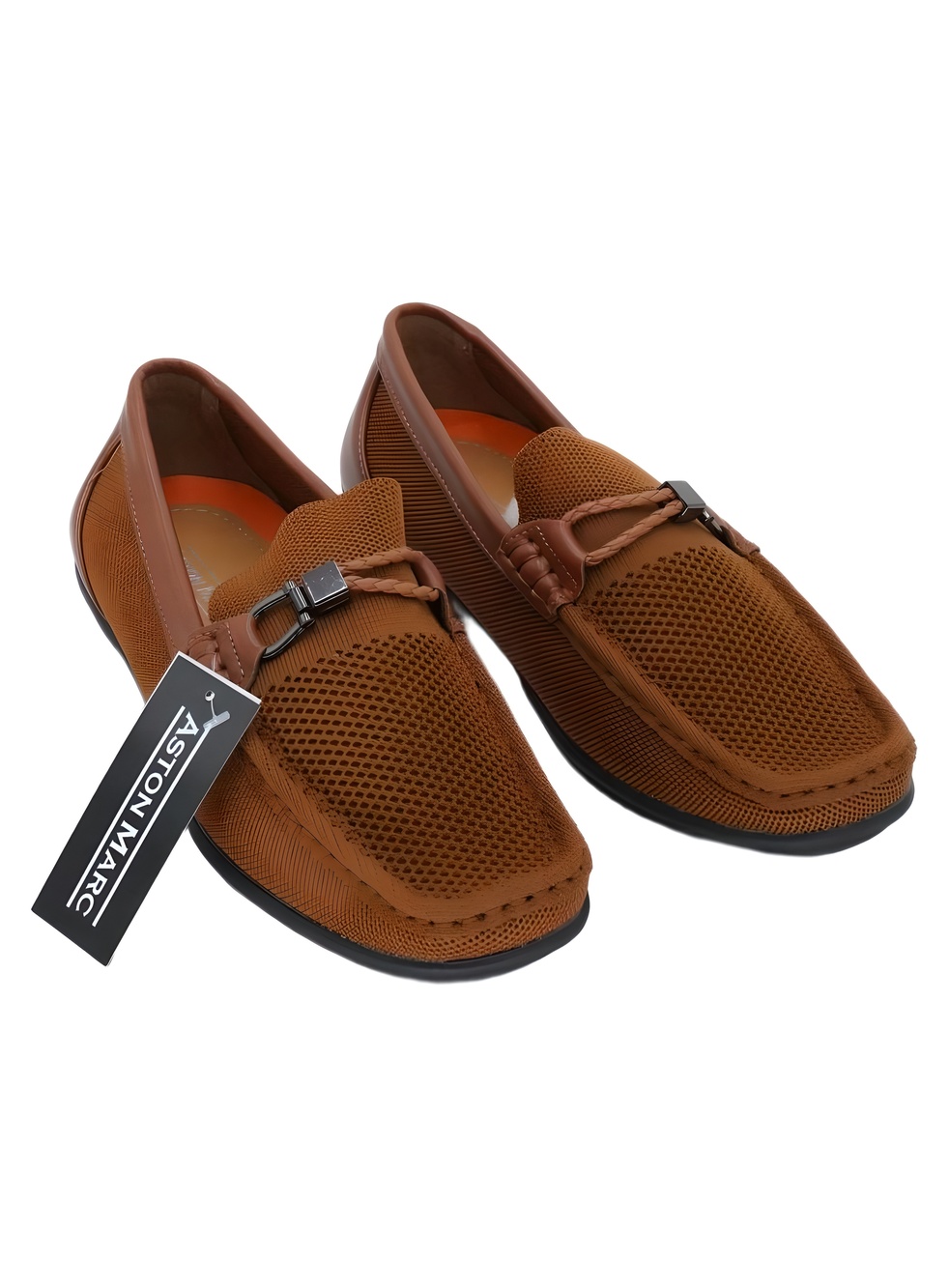Aston Marc Mens Tan Knit Driving Shoe Loafer Size 9M